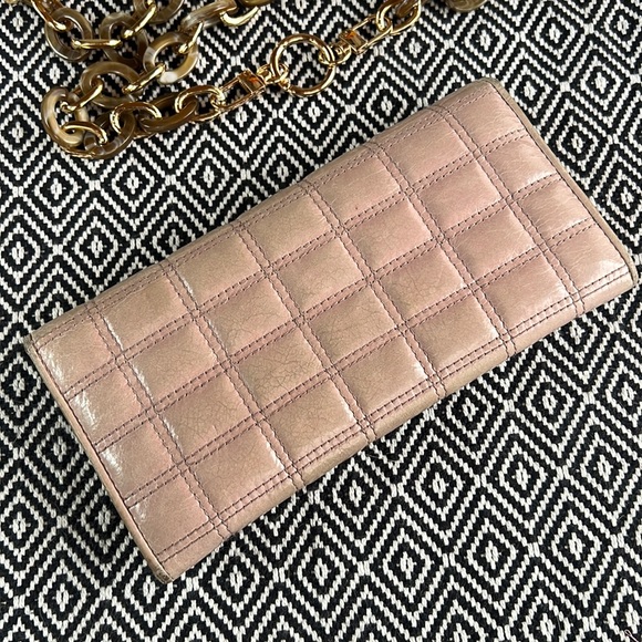 PRADA Long Wallet Card Case Purse Clutch Pink Quilted Acrylic Chain Authentic - Picture 5 of 14